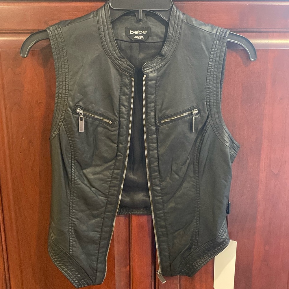 Bebe Leather Moto Vest